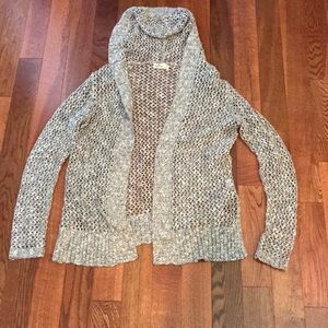 gray speckled cardigan